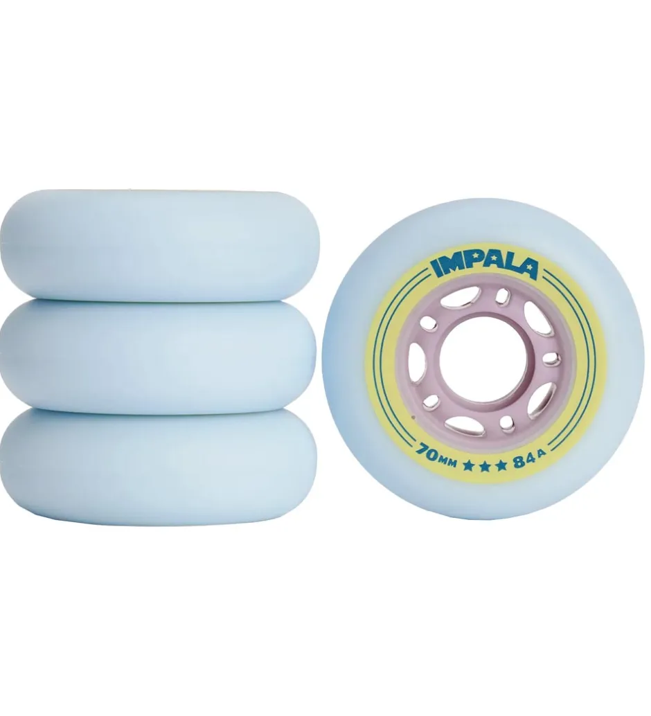 Impala Hjul - 4-pak - 70 mm - Sky Blue/Gul