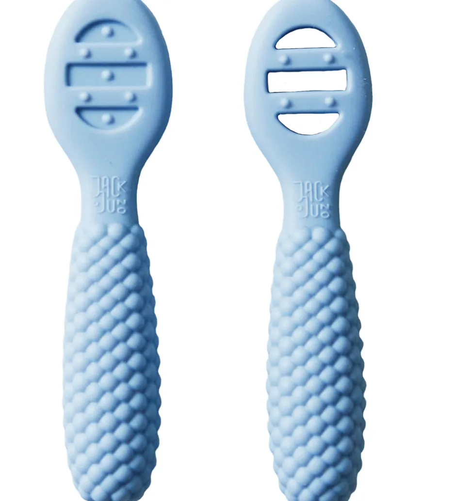 Børnebestik|Babyskeer*Jack o Juno Babyskeer - Silikone - 2-pak - Bubble - Pale Blue