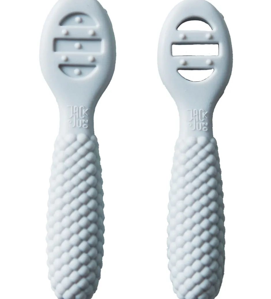 Børn Jack o Juno Babyskeer - Silikone - 2-pak - Bubble - Glacier Grey