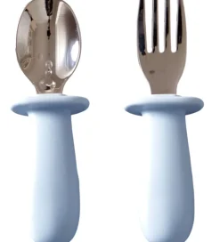 Børnebestik*Jack o Juno Børnebestik - Silikone/Rustfrit Stål - Pale Blue