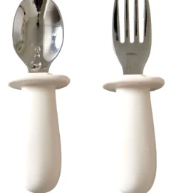 Børnebestik|Spisesæt*Jack o Juno Børnebestik - Silikone/rustfrit Stål - Cream
