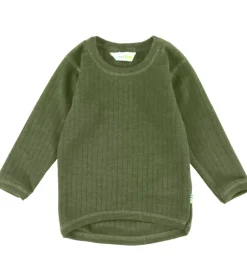 Uld*Joha Bluse - Uld - Rib - Mørk Oliven