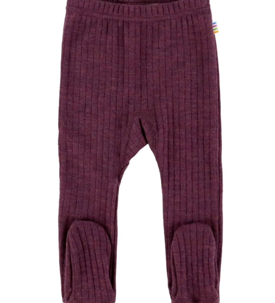 Leggings|Uld*Joha Leggings m. Fødder - Uld - Rib - Blomme