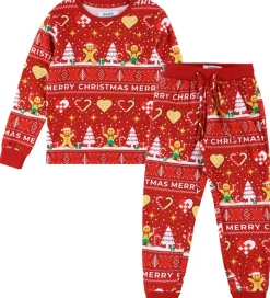 Børn Jule-Sweater s Nattøj - 2-Delt - Christmas Cookie - Rød