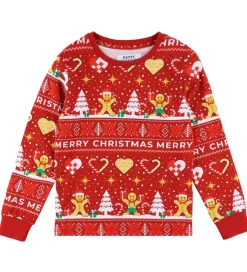 Børn Jule-Sweater s Nattøj - 2-Delt - Christmas Cookie - Rød