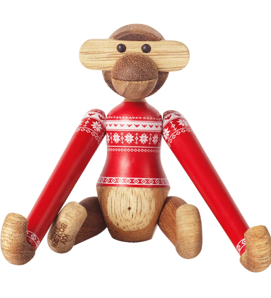 Pyntefigurer|Julepynt*Kay Bojesen Træfigur - Abe - Julesweater 2024 - Mini -Teak/Limba