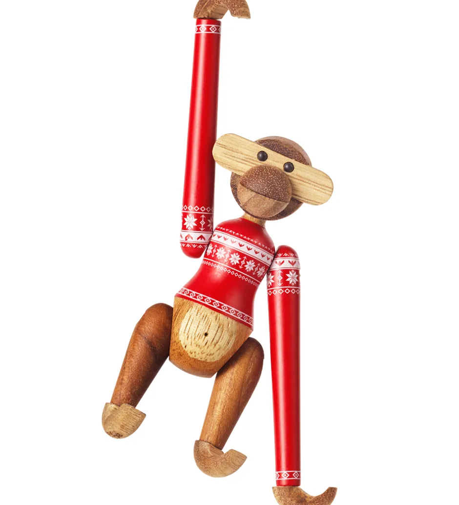 Pyntefigurer|Julepynt*Kay Bojesen Træfigur - Abe - Julesweater 2024 - Mini -Teak/Limba