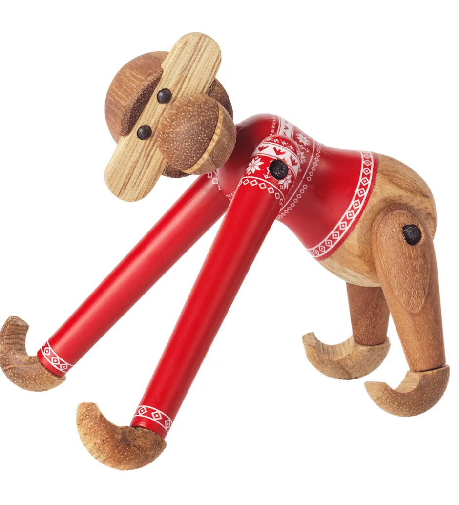 Pyntefigurer|Julepynt*Kay Bojesen Træfigur - Abe - Julesweater 2024 - Mini -Teak/Limba