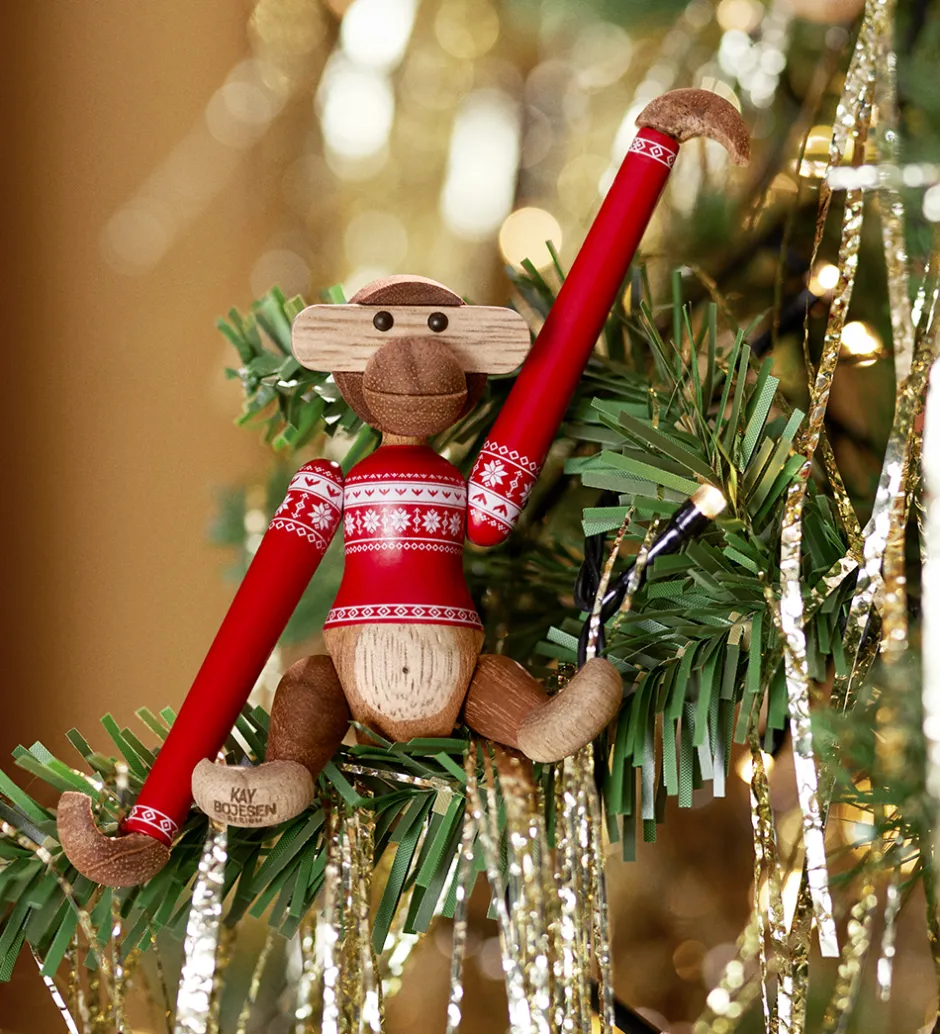 Pyntefigurer|Julepynt*Kay Bojesen Træfigur - Abe - Julesweater 2024 - Mini -Teak/Limba