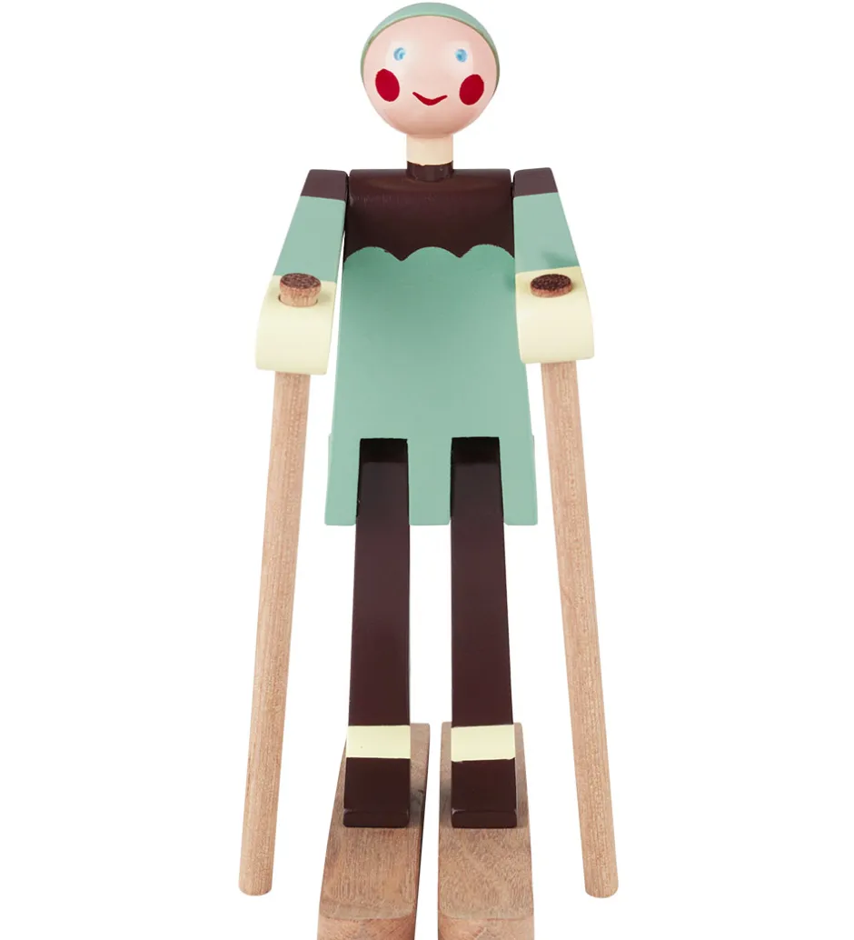 Kay Bojesen Træfigur - Skiløber Boje - Dreng 16 cm - Grøn