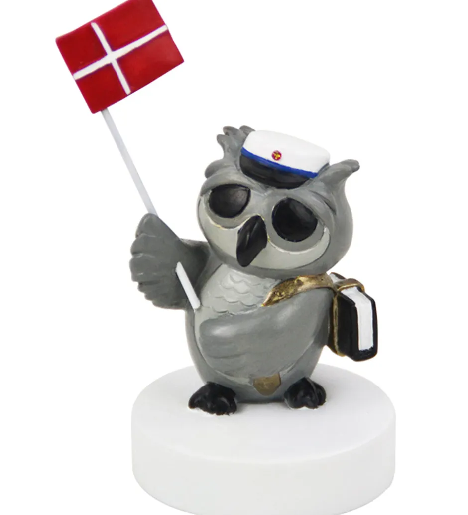Pyntefigurer*Kids by Friis Ugle m. Bog Og Flag - Blå
