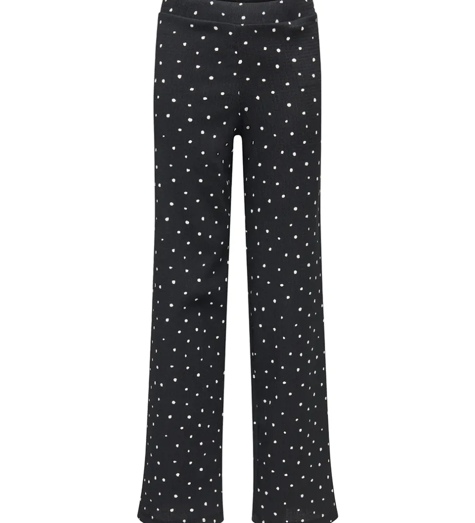 Børn Kids Only Bukser - KogMelia - Black/Dots Cloud Dancer