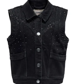 Børn Kids Only Denimvest - KogKennedy - Washed Black/Rhinestone