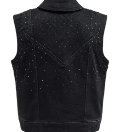 Børn Kids Only Denimvest - KogKennedy - Washed Black/Rhinestone