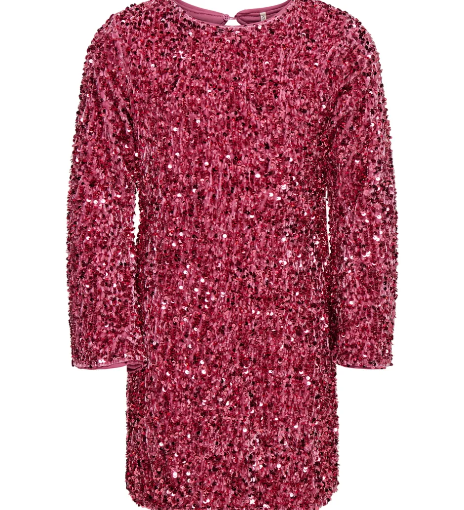 Kjoler*Kids Only Kjole - KogConfidence - Rose Wine m. Palietter