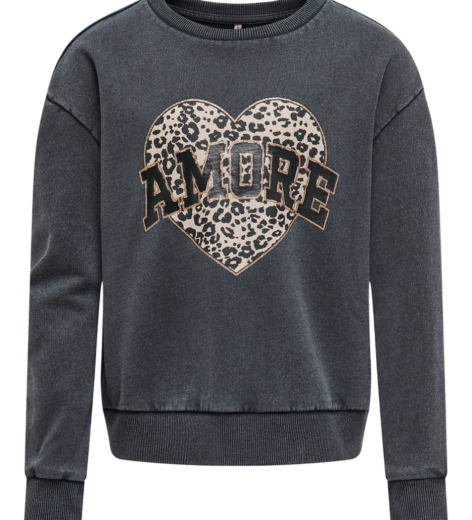 Børn Kids Only Sweatshirt - Noos - KogRuna - Phantom/Amore/Leo