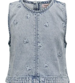 Toppe*Kids Only Top - KogFreja - Lyseblå Denim/Sommerfugl