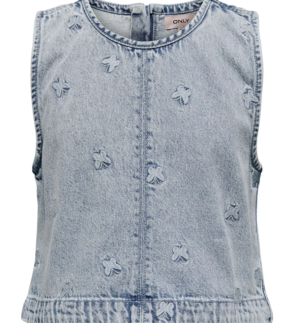 Toppe*Kids Only Top - KogFreja - Lyseblå Denim/Sommerfugl