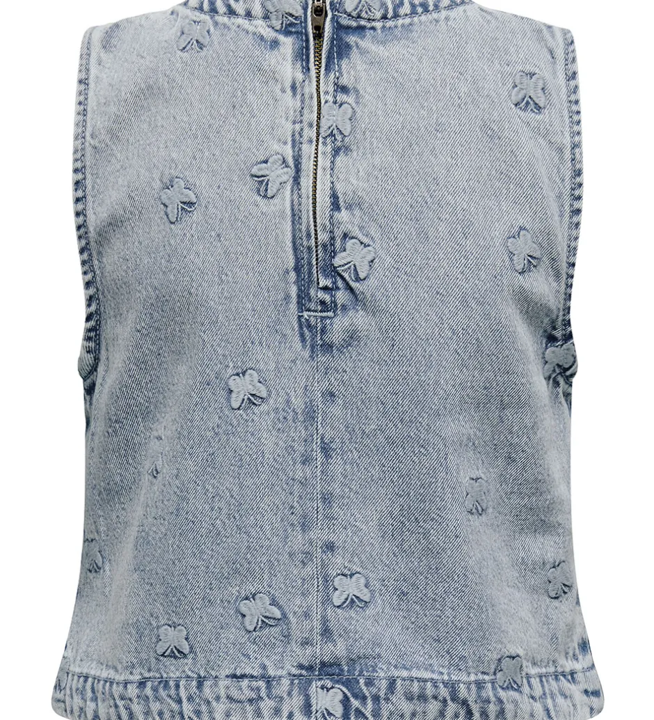 Toppe*Kids Only Top - KogFreja - Lyseblå Denim/Sommerfugl