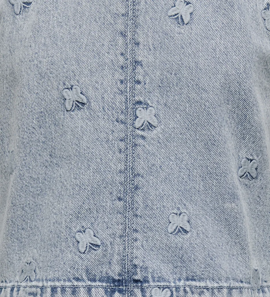 Toppe*Kids Only Top - KogFreja - Lyseblå Denim/Sommerfugl