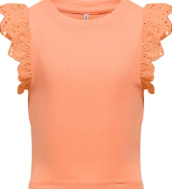 Toppe*Kids Only Top - Rib - KogDrea - Salmon m. Broderi Anglaise