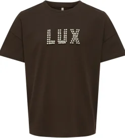 Børn Kids Only T-shirt - KogKate - O-Neck Pearl Top - Black Coffee/Lu