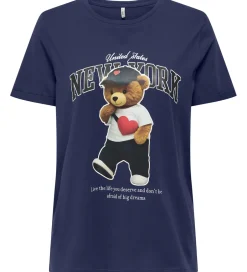 T-Shirts*Kids Only T-shirt - KogLina - Bear O-Neck Top - Midnight Sail/Ne