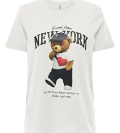 Børn Kids Only T-shirt - KogLina - Bear O-Neck Top - Cloud Dancer/New