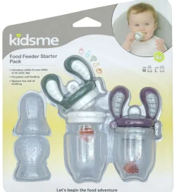 Spisetid*KidsMe Food Feedere - 2-pak - Starterpakke - M/L - Grey/Plum