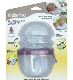 Sutteflasker|Spisetid*KidsMe Sutteflaske/Food Feeder - 2-i-1 - 150ml - Silikone - Plum