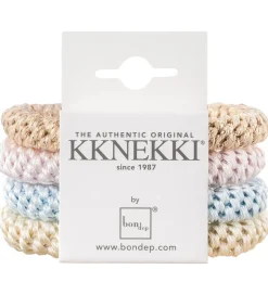 Kknekki Hårelastikker - 4-pak - Blå/Creme/Rosa/Guld