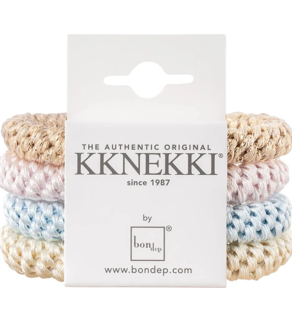 Kknekki Hårelastikker - 4-pak - Blå/Creme/Rosa/Guld