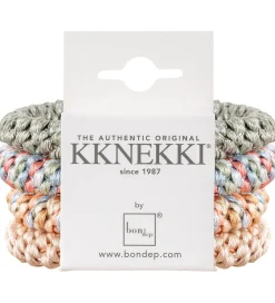 Kknekki Hårelastikker - 4-pak - Beige/Grøn/Pink