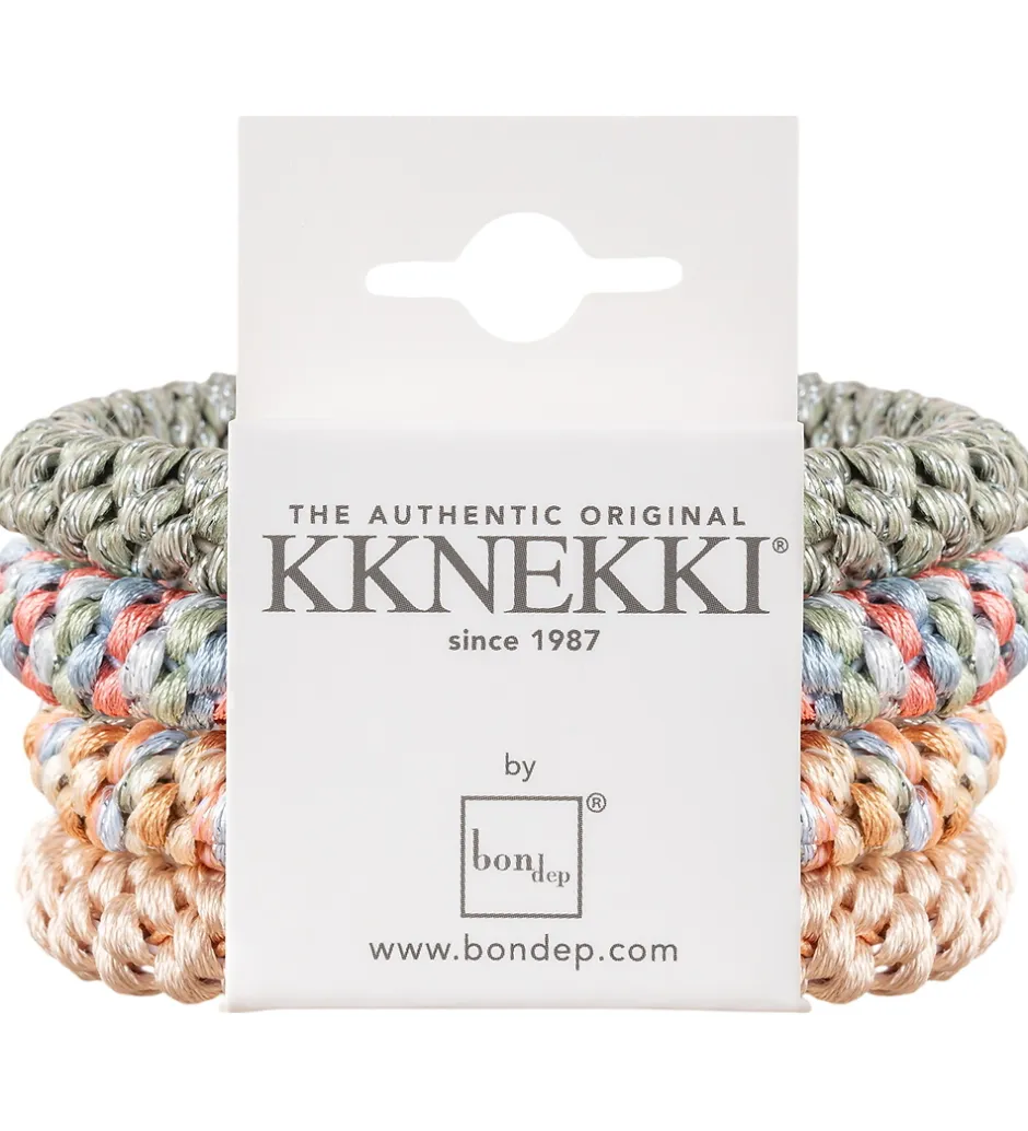 Kknekki Hårelastikker - 4-pak - Beige/Grøn/Pink
