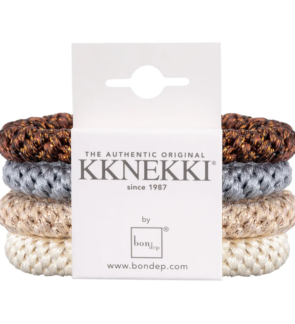 Hårelastikker*Kknekki Hårelastikker - 4-pak - Beige/Blå/Brun/Glimmer
