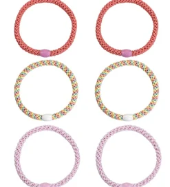 Hårelastikker*Kknekki Hårelastikker - 6-Pak - Slim - Pastel Glimmer/Lys Rosa G
