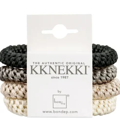Kknekki Hårelastikker - 4-pak - Sort/Brun/Beige/Creme