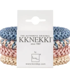 Kknekki Hårelastikker - 4-pak - Blå/Rosa/Guld