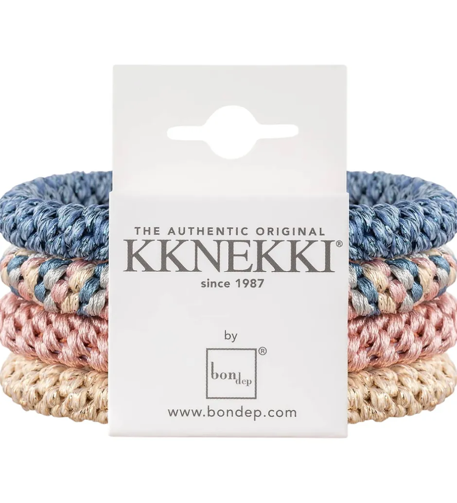 Kknekki Hårelastikker - 4-pak - Blå/Rosa/Guld