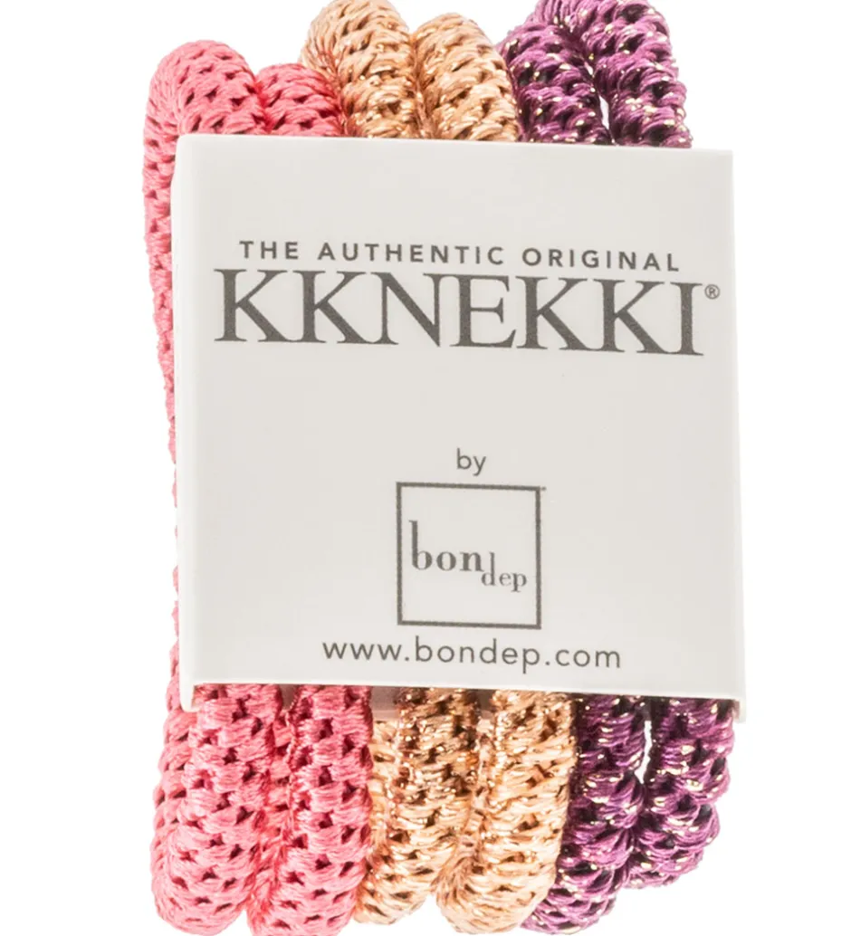 Kknekki Hårelastikker - Slim - 6-pak - Rosa/Brun/Lilla