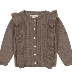 Børn Konges Sløjd Cardigan - Uld - Strik - Fiol Frill - Brunmeleret