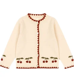 Cardigans*Konges Sløjd Cardigan - Uld - Collette - Off White m. Kirsebær