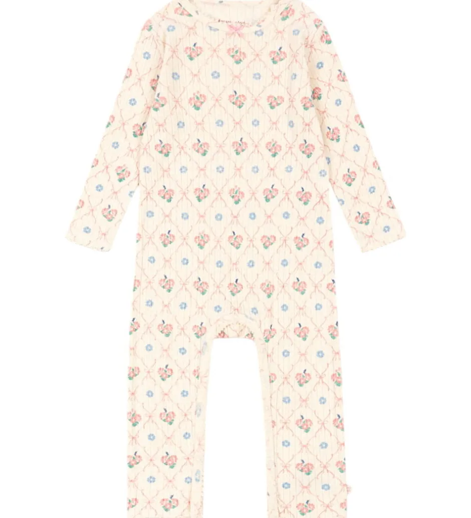 Heldragter*Konges Sløjd Heldragt - Rib - Minnie - Fleur Decor m. Hulmønster