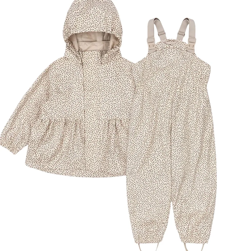 Regntøj*Konges Sløjd Regntøj m. Seler/Fleece - PU - Rainy Palme - Milk T