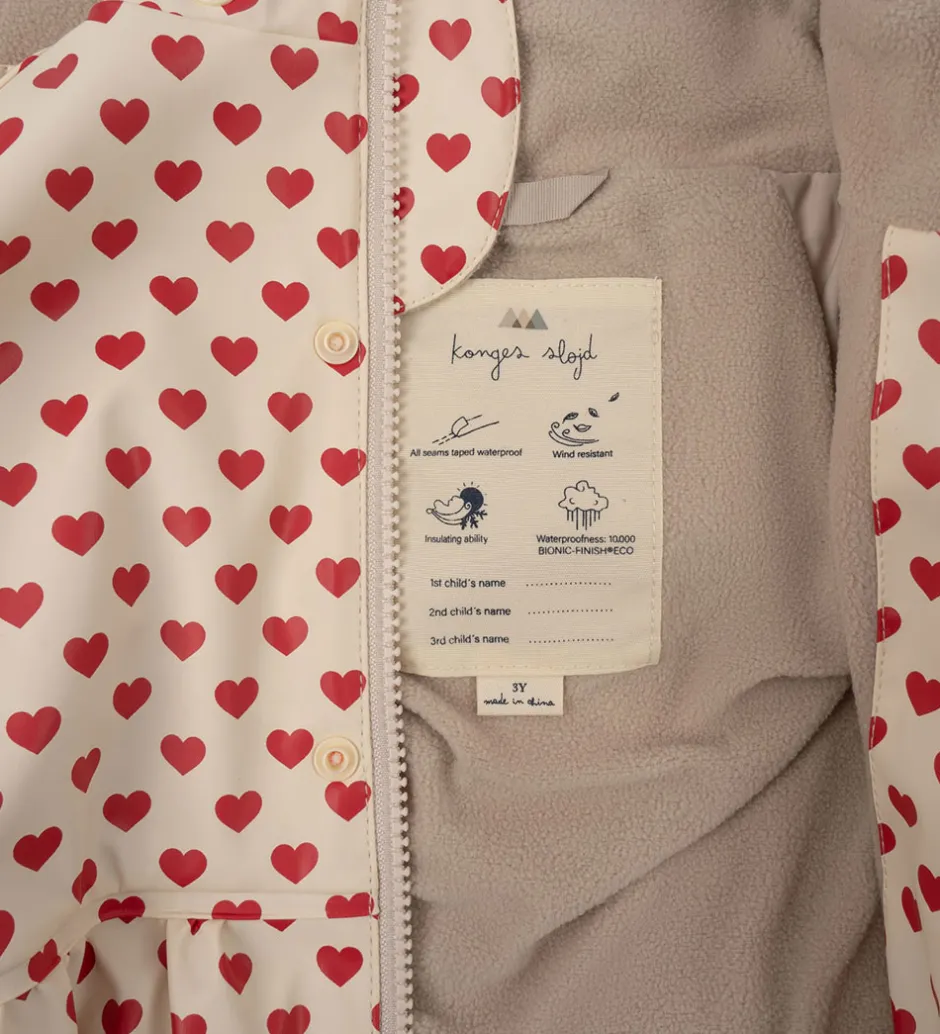 Regntøj*Konges Sløjd Regntøj m. Seler/Fleece - PU - Rainy Palme - Coeur