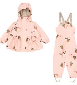 Regntøj*Konges Sløjd Regntøj m. Seler/Fleece - PU - Palme - Bow Kitty Pi