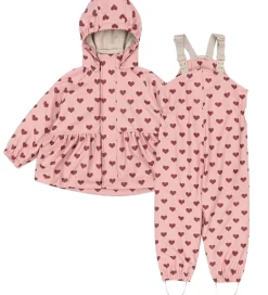 Børn Konges Sløjd Regntøj m. Seler/Fleece - PU - Palme - Amour Pink