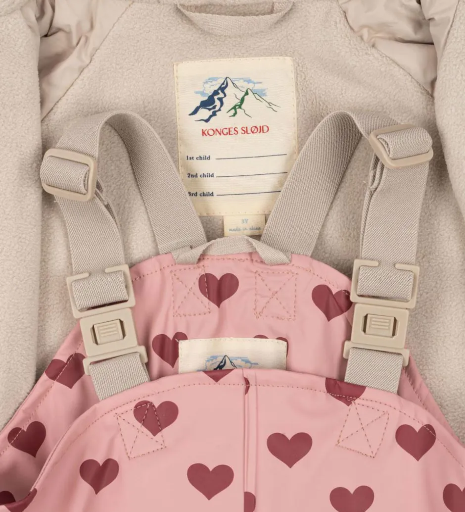 Børn Konges Sløjd Regntøj m. Seler/Fleece - PU - Palme - Amour Pink