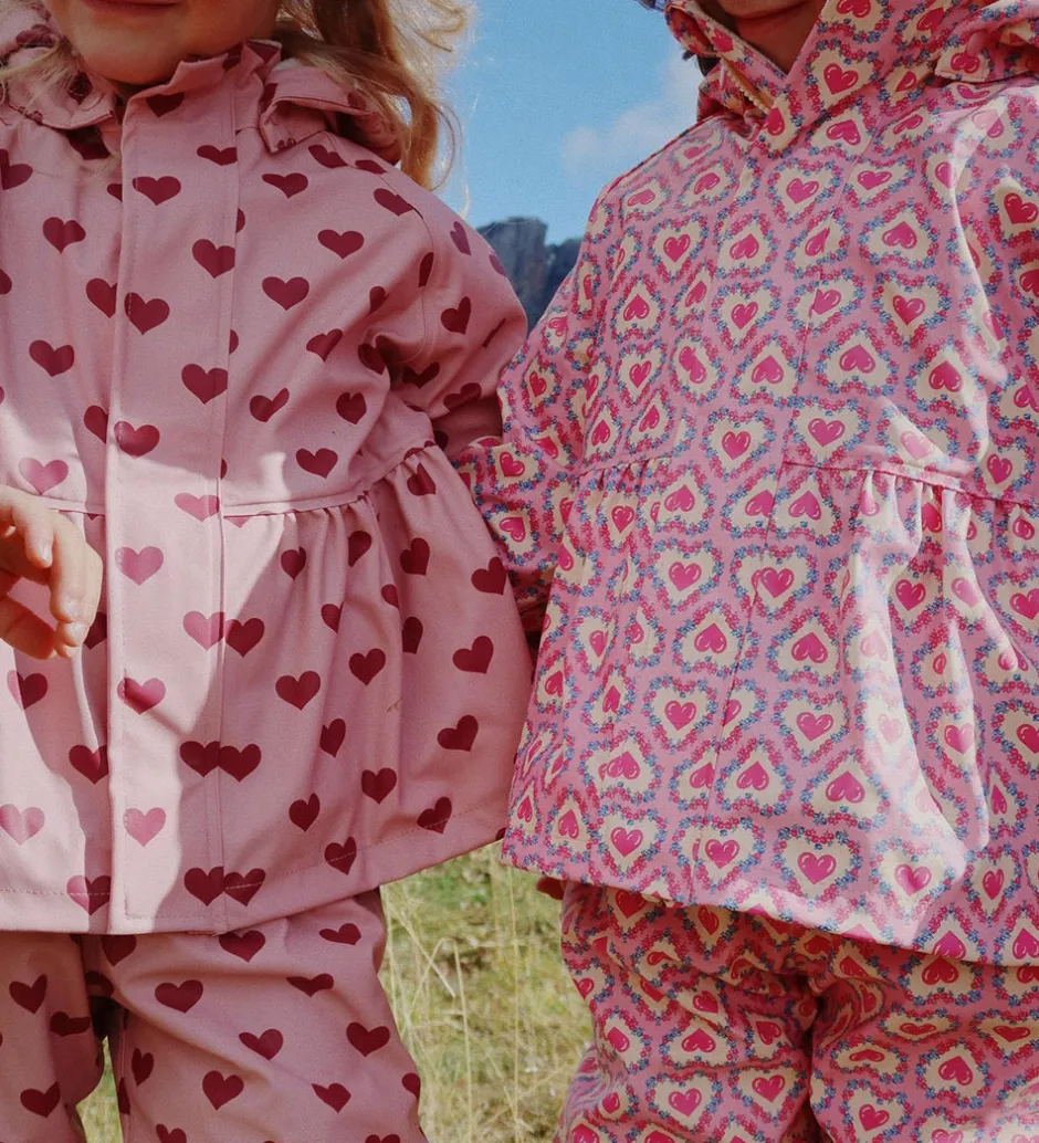 Børn Konges Sløjd Regntøj m. Seler/Fleece - PU - Palme - Amour Pink