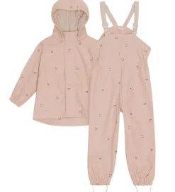 Regntøj*Konges Sløjd Regntøj m. Seler/Fleece - PU - Rainy Palme - Cherry
